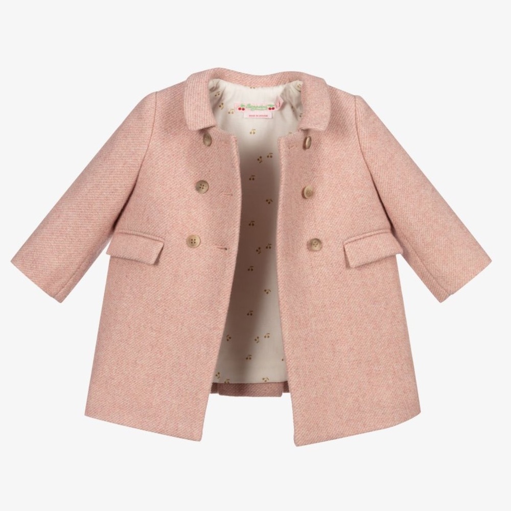 Bonpoint Pink Wool Blend Coat Sz 3Y